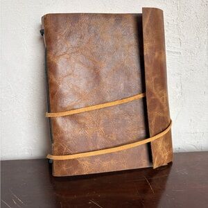 Brown Leather bound, wedding day journal KWOT